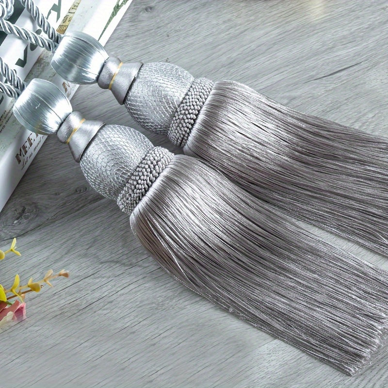Glam Polyester Curtain Tieback with Tassel Hanging Ball Holdback for Living Room Office Decor