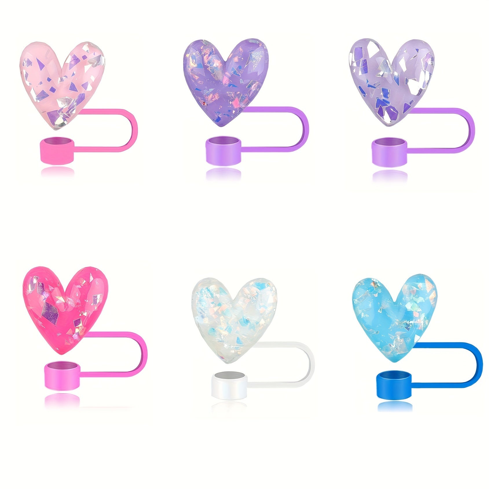 Set of 2 Reusable Flower Design Straw Covers, Dustproof, Flexible Fits Most Straws