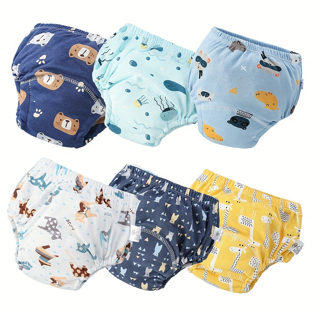 Cotton Training Pants Set of 6 Reusable Washable Potty Training Pants for Toddlers
