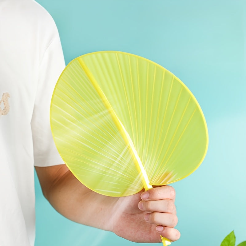 Large Yellow Leaf-Shaped Hand Fan with Ribbon Handle for Summer Cooling