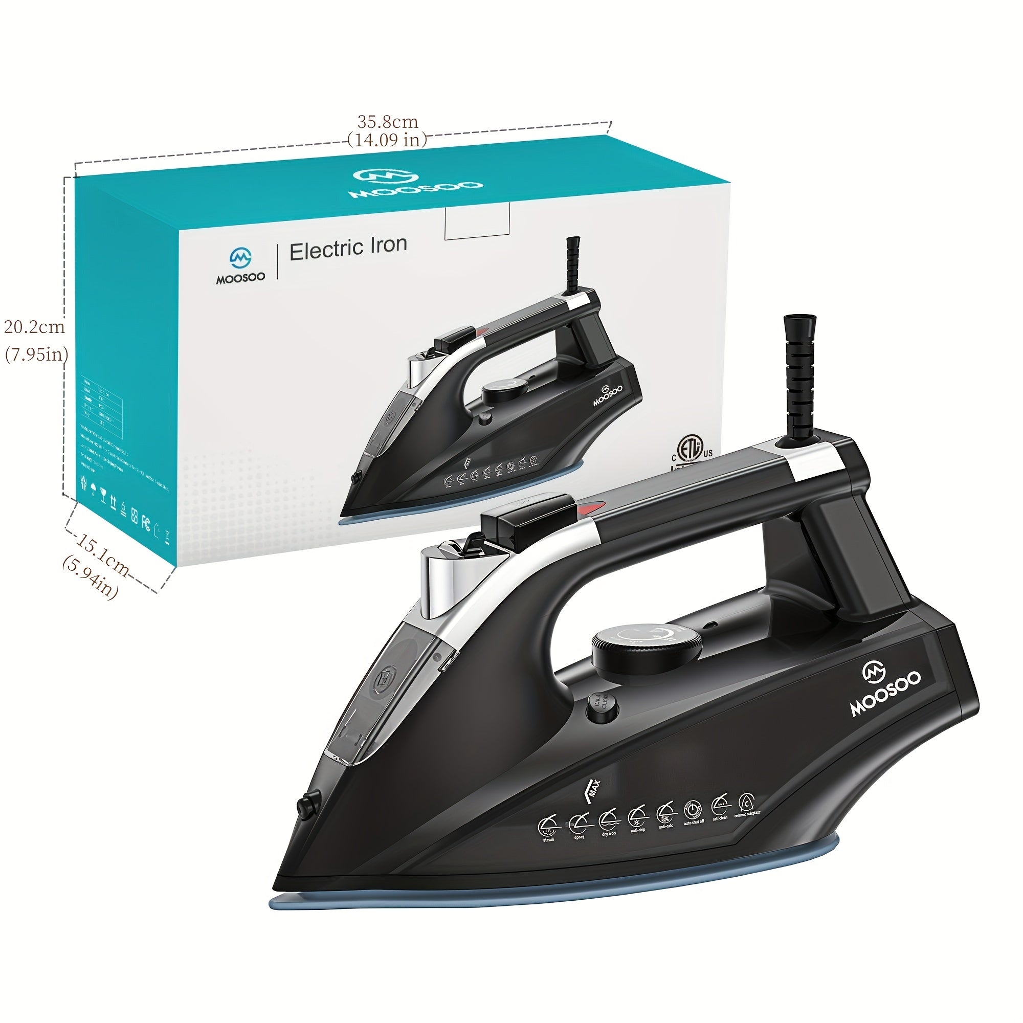 1800W Steam Iron with Ceramic Soleplate, Quick Heat, Auto-Off Safety, Adjustable Temperature