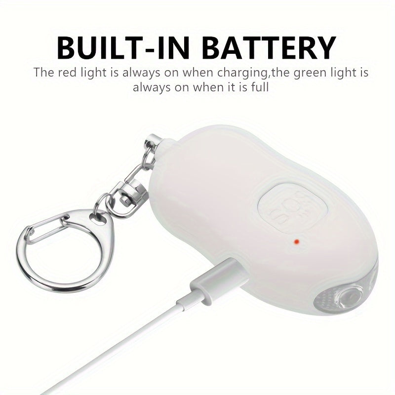 Rechargeable 130dB Personal Safety Alarm Keychain with LED Light for Women and Elderly