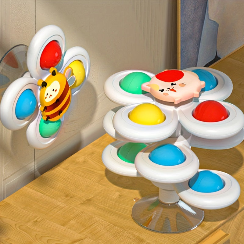 Juego de 3 juguetes educativos de trompos giratorios para niños pequeños para el aprendizaje temprano, plástico, multicolor