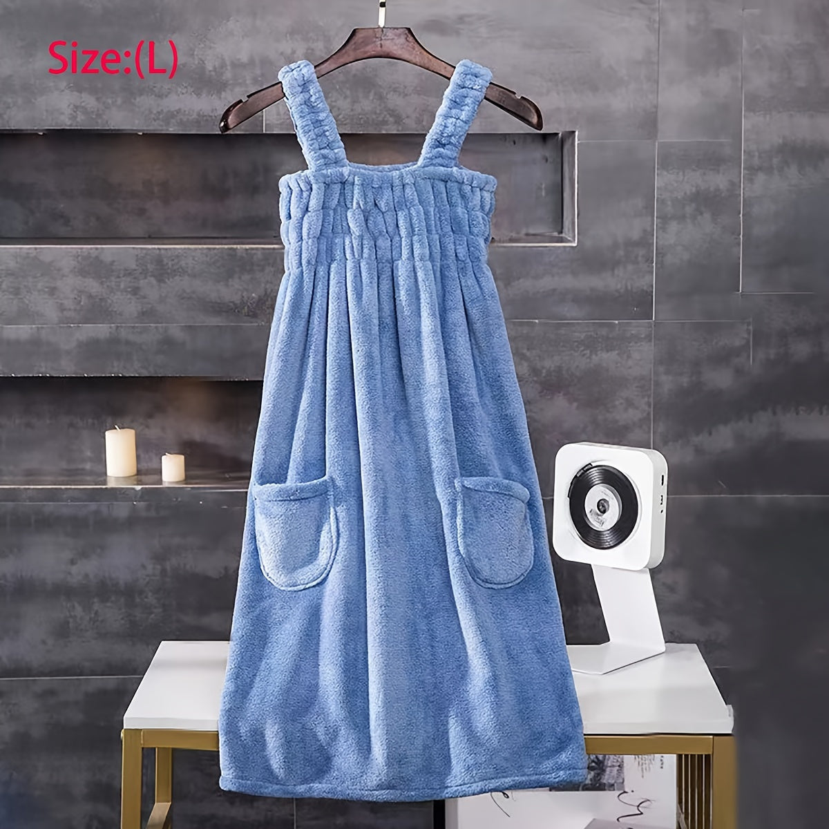 Absorbent Quick-Drying Bath Towel with Pockets for Women Spa Bathroom Bedroom