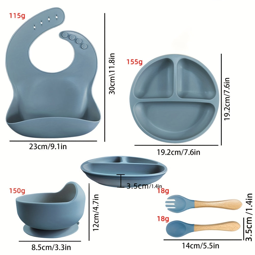 Personalized Baby Feeding Set with Name Silicone Weaning Plate Spoon Fork Bowl Gift