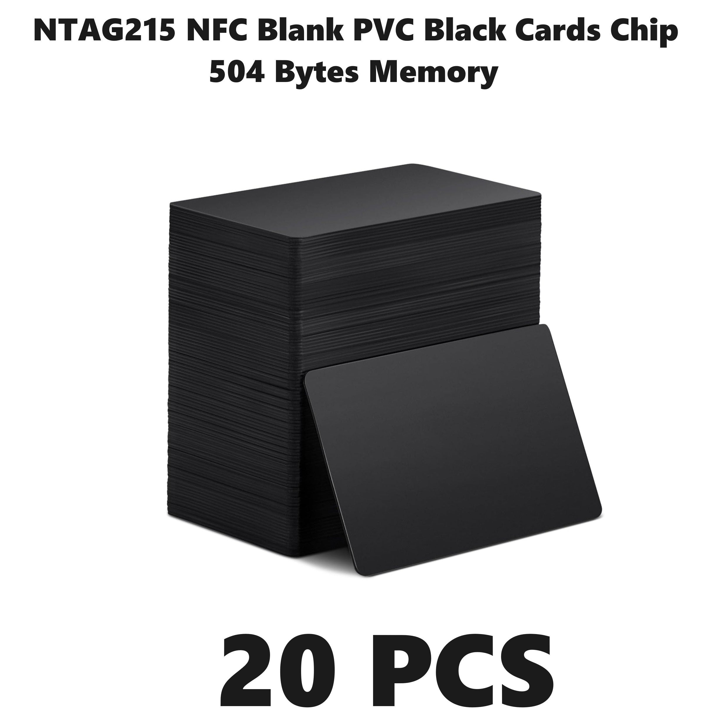 Черные PVC NFC-карты с чипом NTAG215 объемом 504 байта, программируемые для смартфонов