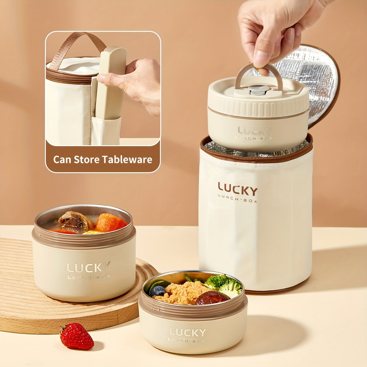 Stainless Steel Lunch Box Leak-Proof Round Bento Container for Meals and Salads