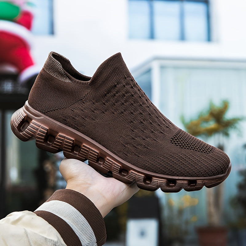 Men's Slip-On Sock Shoes Breathable Knit Non-Slip Soft Sole Casual Outdoor Sneakers