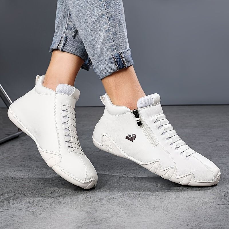 Women's Slip-On Sneakers with Zipper Closure Synthetic Upper Breathable Lining
