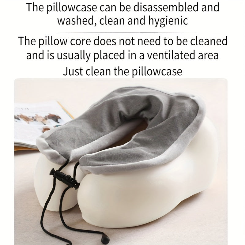 Memory Foam U-Shaped Travel Pillow for Neck Support Adjustable Reversible Medium Firm Red Blue