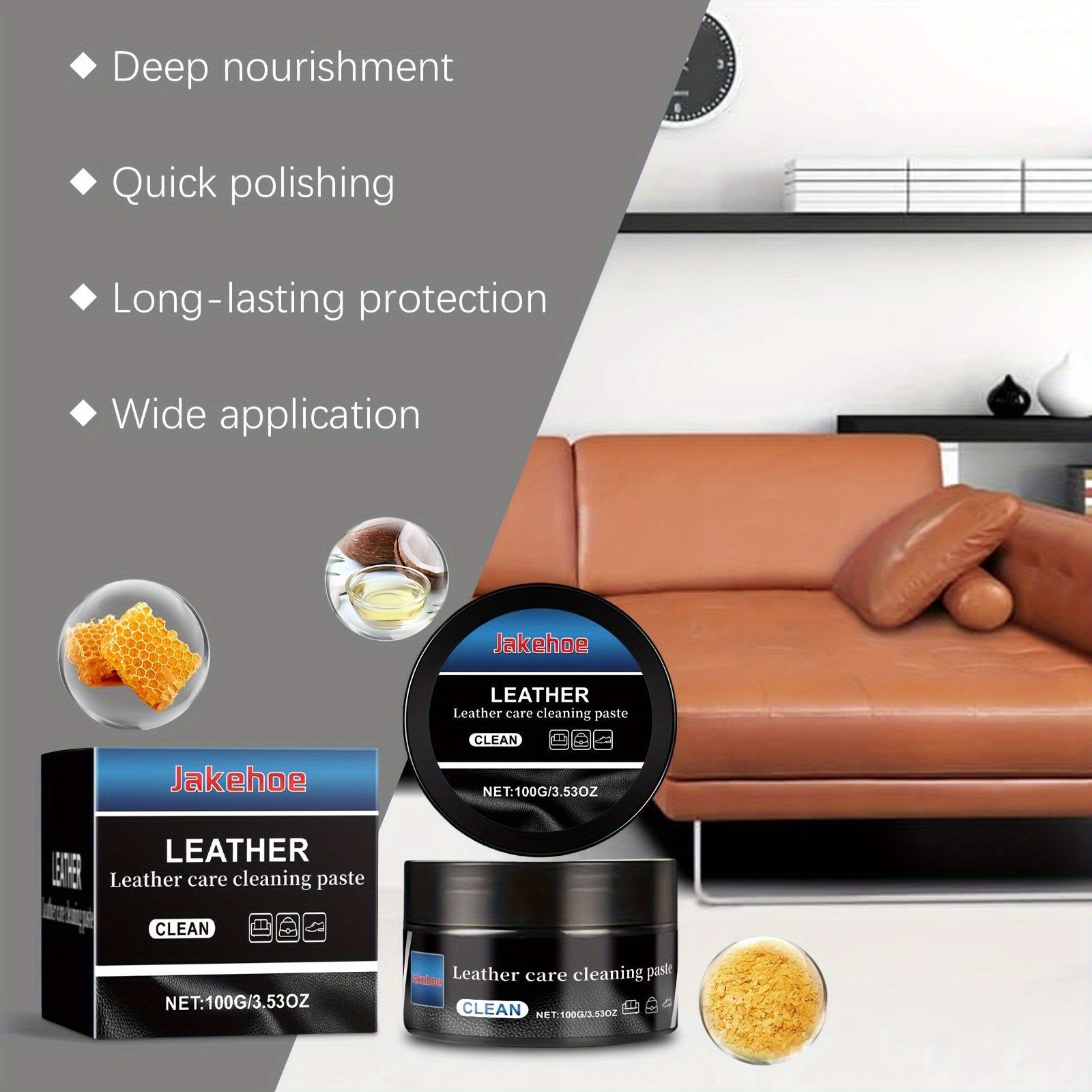 Leather Cleaner and Conditioner Gel for Bags and Sofas, Residue-Free, Under 1L