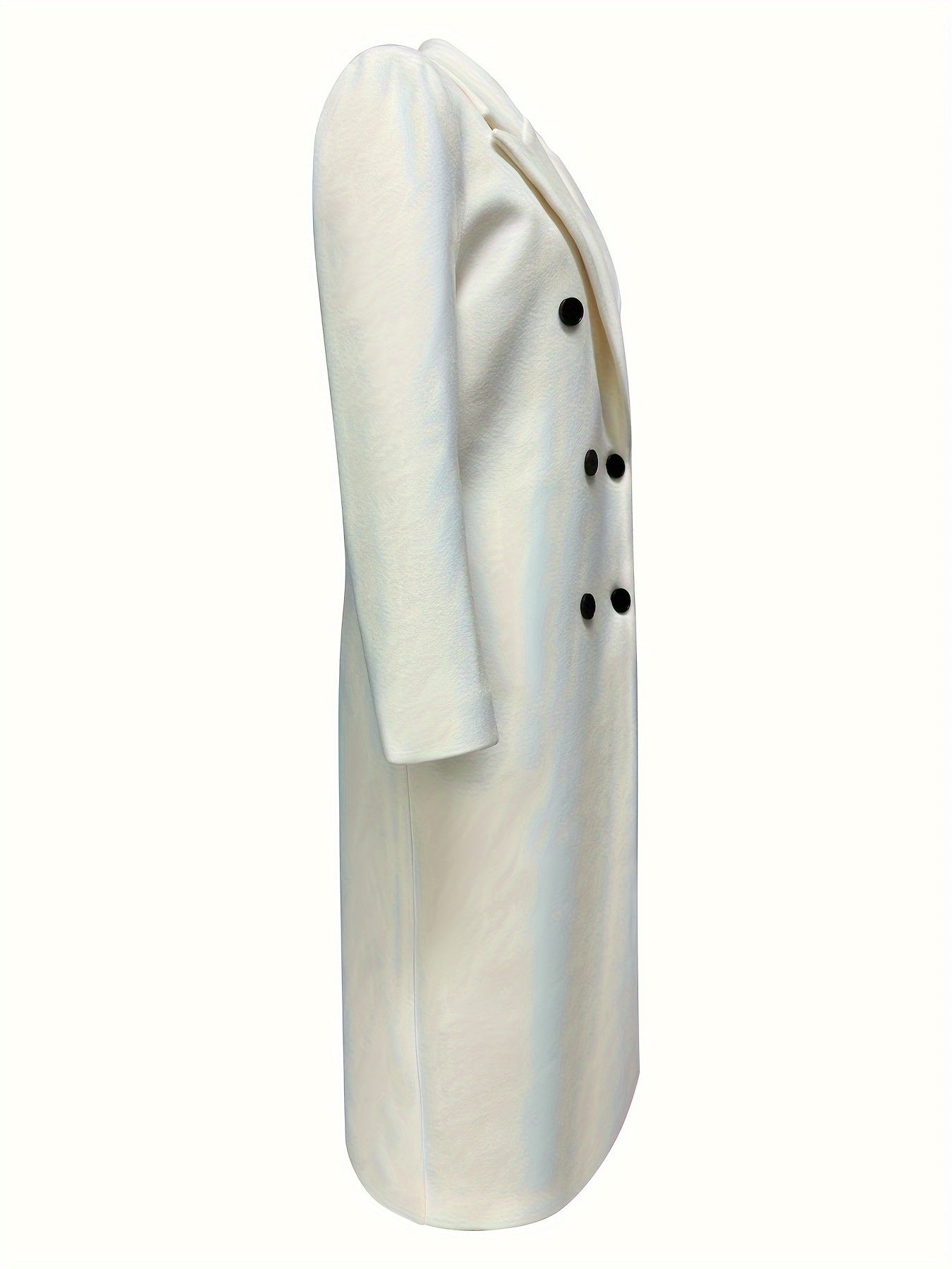 Women's Double Breasted Woven Polyester Overcoat for Fall Winter Solid Color Elegant