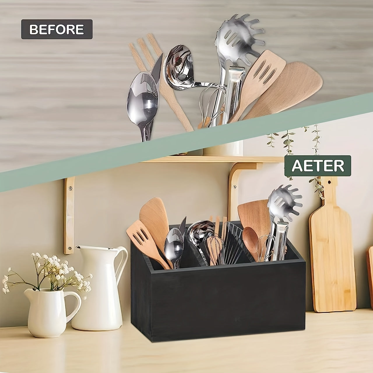 Wooden Tableware Rack with 2 Layers Black Kitchen Storage Organizer