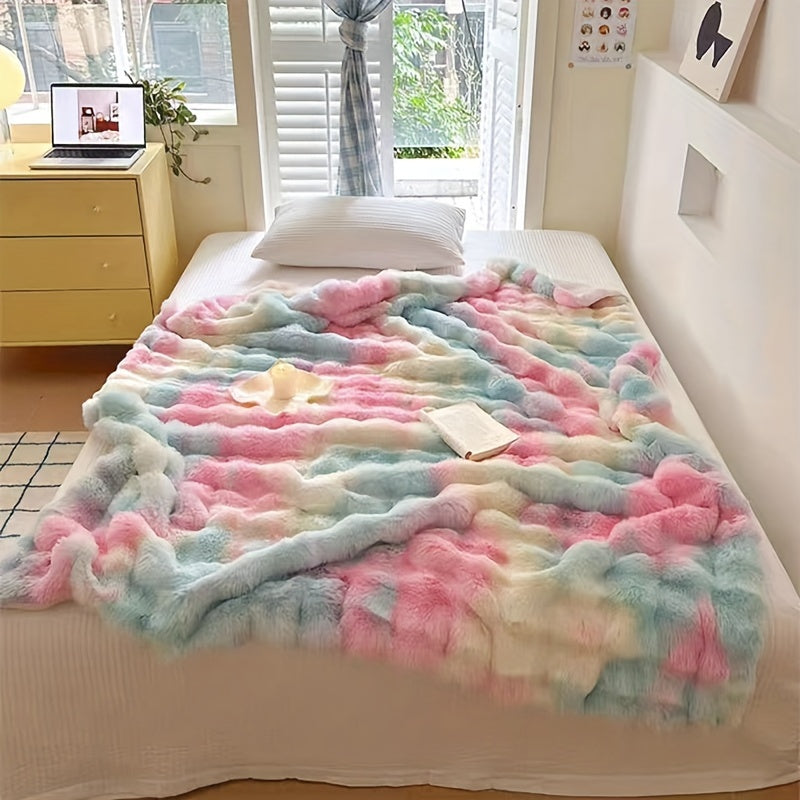 Faux Fur Blanket Soft Warm All-Season for Bedroom Office Travel and Home Decor