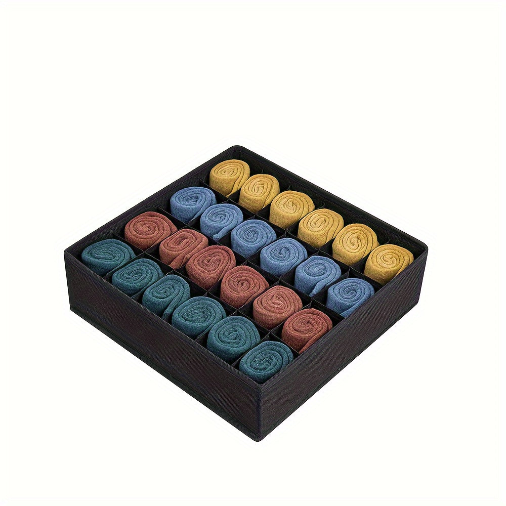 Grey Collapsible Closet Organizer for Socks Bras Ties Belts 24 Cell