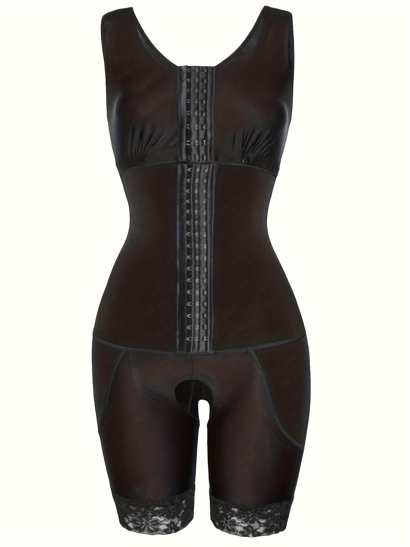 Plus Size Shapewear Bodysuit for Women Tummy Control Lace Open Crotch Nylon Spandex