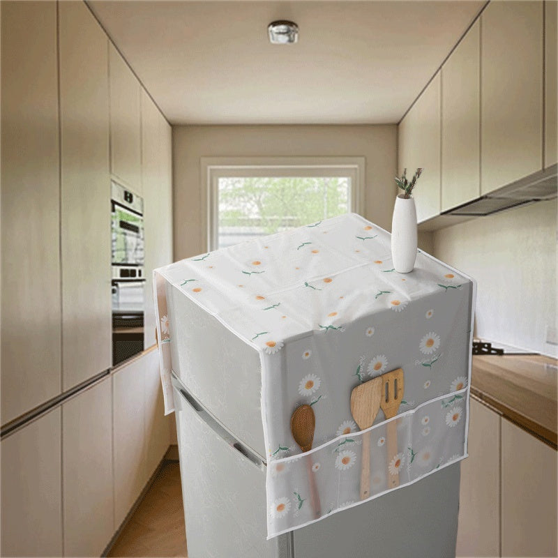 Funda duradera a prueba de polvo para electrodomésticos con diseño floral blanco para nevera y electrodomésticos de cocina