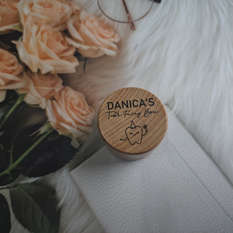Personalized Wooden Tooth Fairy Keepsake Box Pink Custom Engraved Gift for Kids