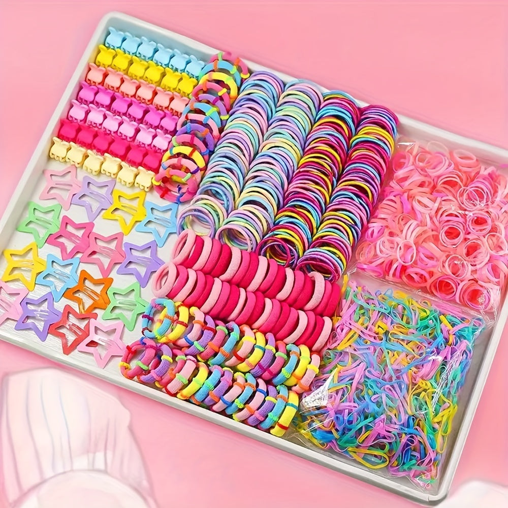 Complete Hair Accessory Set with 875 Pieces Assorted Elastic Ties Clips and Ropes for Teens and Adults