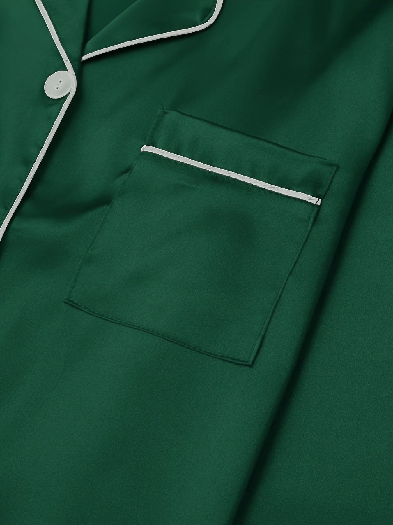 Women's Color Cardigan Pajama Set for Autumn with Long Sleeve Solid Pattern Polyester Elastane