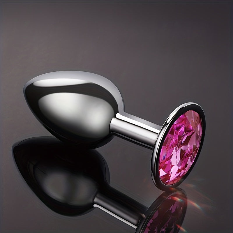 Adult Metal Anal Plug Butt Plug with Gem Base, Couples Sex Toy