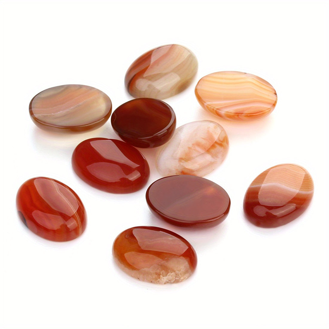 Set of 10 Natural Oval Agate Flatback Gemstone Cabochons 10x14mm 18x13mm for Jewelry Making