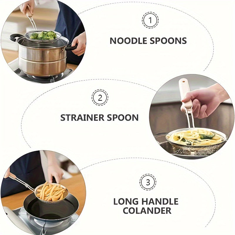 Stainless Steel Hand Mixer and Skimmer Spoon Set Kitchen Utensils for Baking and Cooking