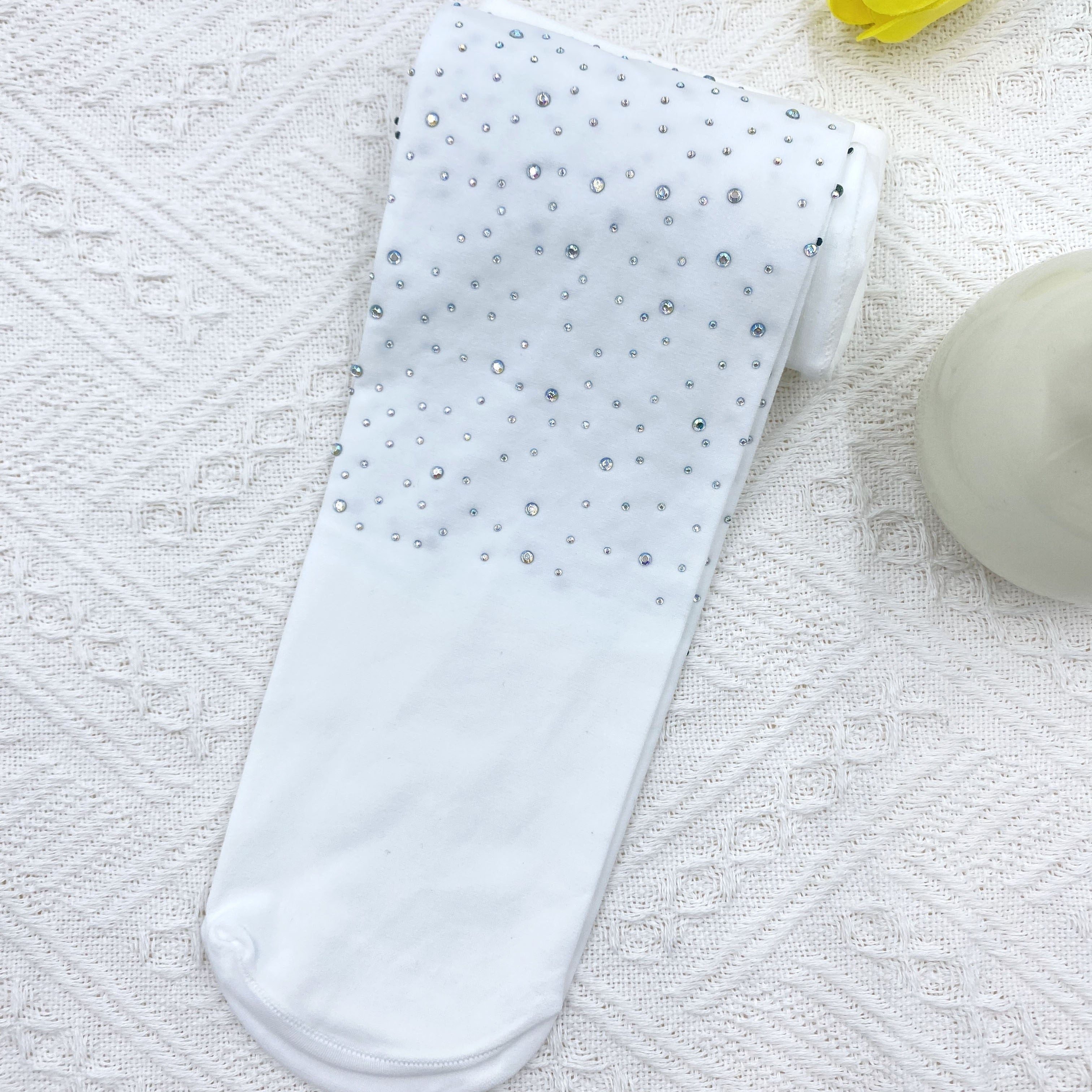 Girls Diamond Decorated Tights for Dancing Spring Summer Knit Polyamide Spandex