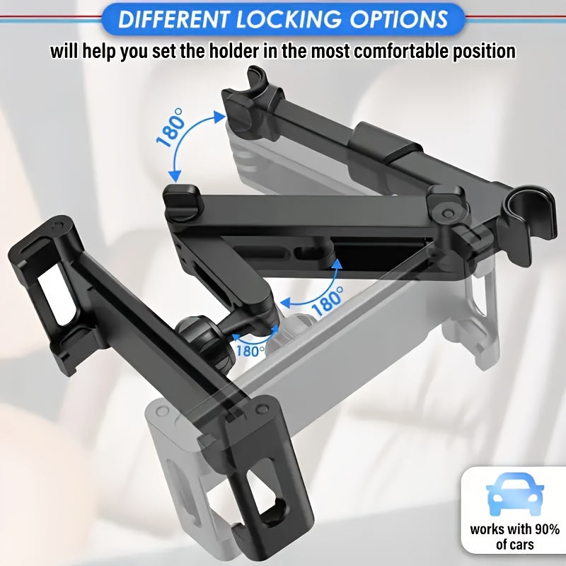 Car Rear Headrest Tablet Phone Holder Adjustable for Devices 11.94-32.77 cm