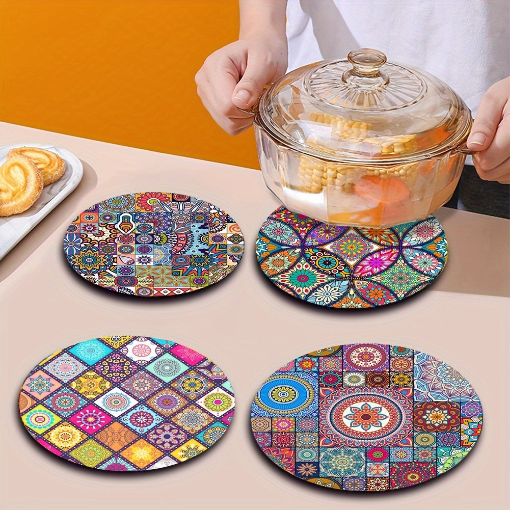Wooden Placemats Set of 4 Heat-Resistant Non-Slip Easy to Clean for Home Office Party