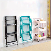 Multi-Layer Plastic Storage Rack Foldable Organizer for Kitchen Bathroom Bedroom