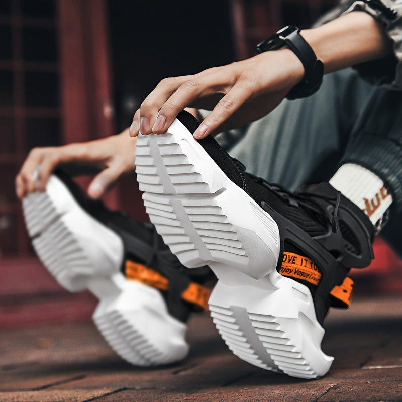 Men's High-Top Casual Sneakers with Thick Breathable Soles and Anti-Slip Design