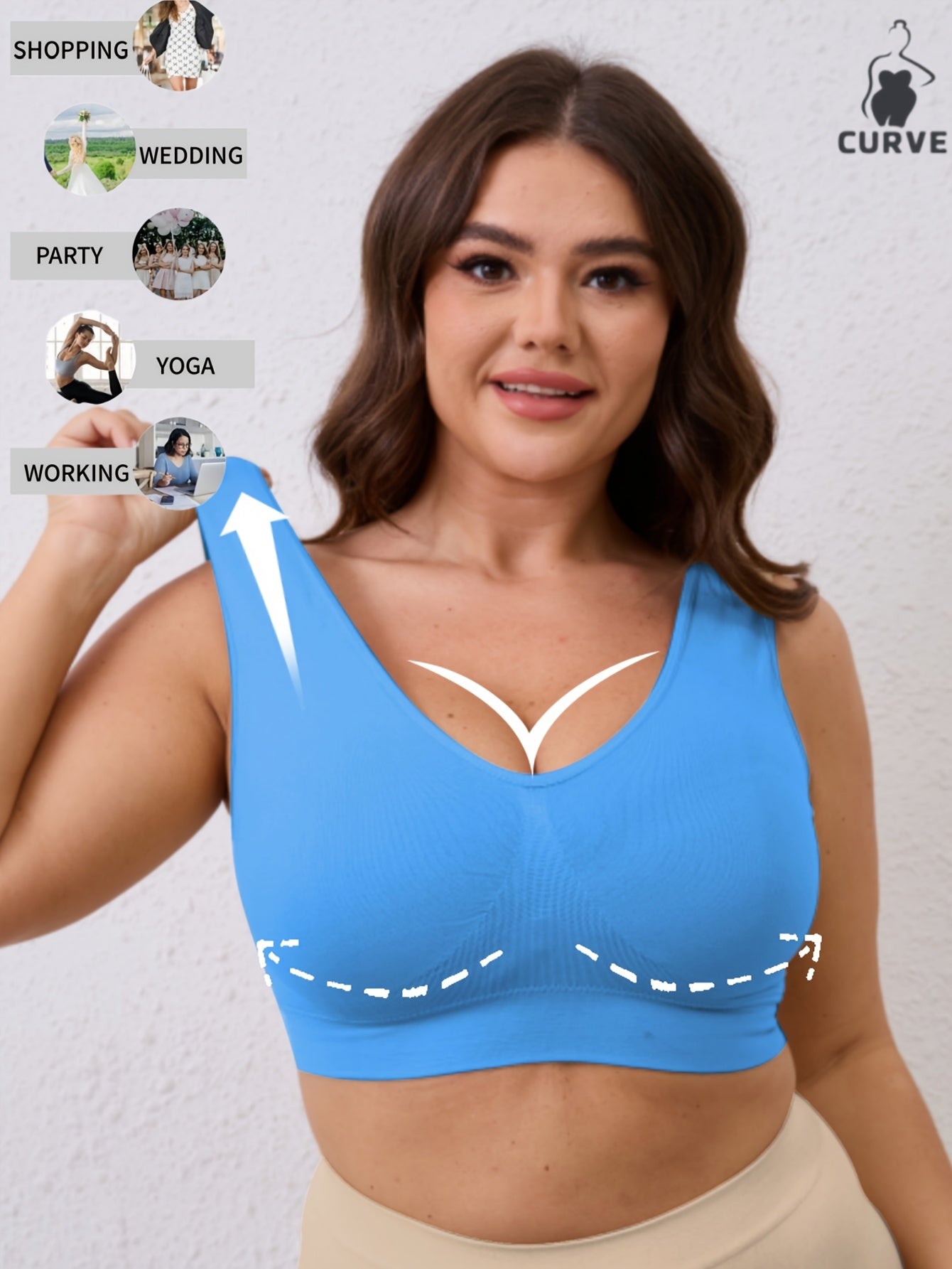 Women's Plus Size Seamless Wireless Sports Bra Breathable Yoga Running