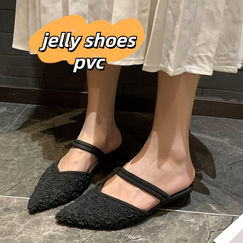 Women's PVC Flats Solid Color Low Heel Non-slip Soft Sole All-Season