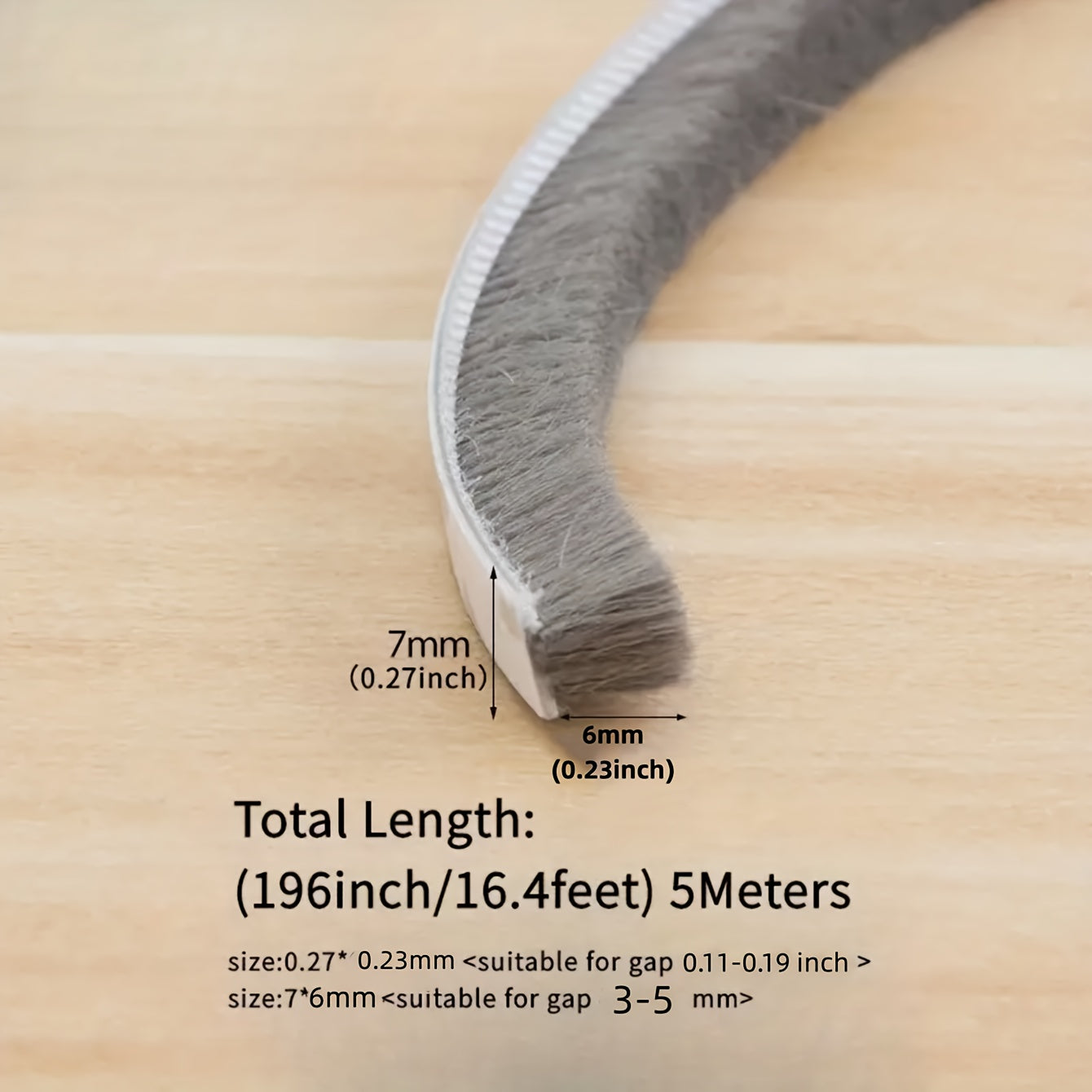 Grey Weather Stripping for Doors and Windows Self-Adhesive Soundproof Windproof Dustproof