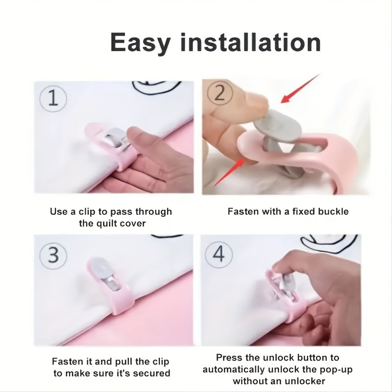 Pink Bedding Clips Set of 6 Non-Slip Reusable Washable Bed Sheet Fasteners