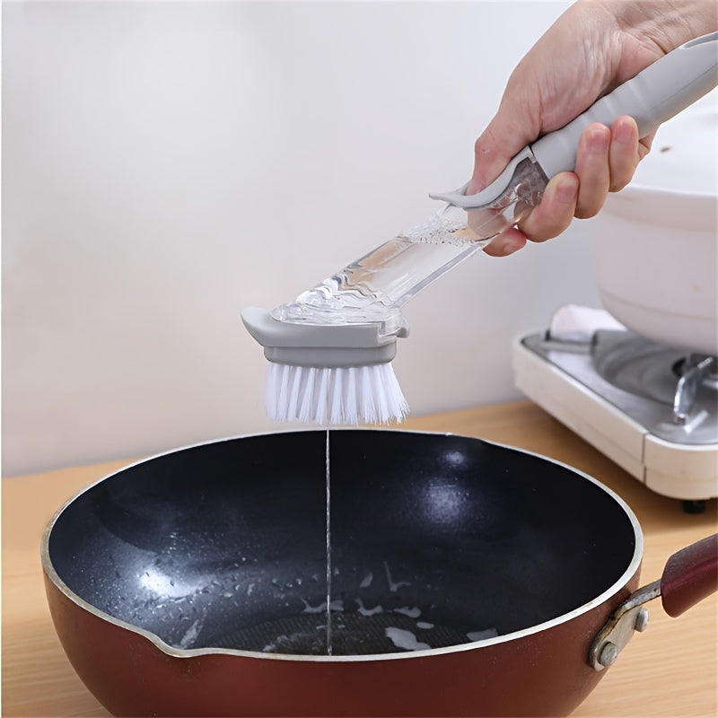 Uzun tutqichli oshxona cho'tkasi, ichki sabun tarqatuvchi bilan - ko'p funksiyali va batareyasiz, idishlar va qozonlarni tozalash uchun mukammal