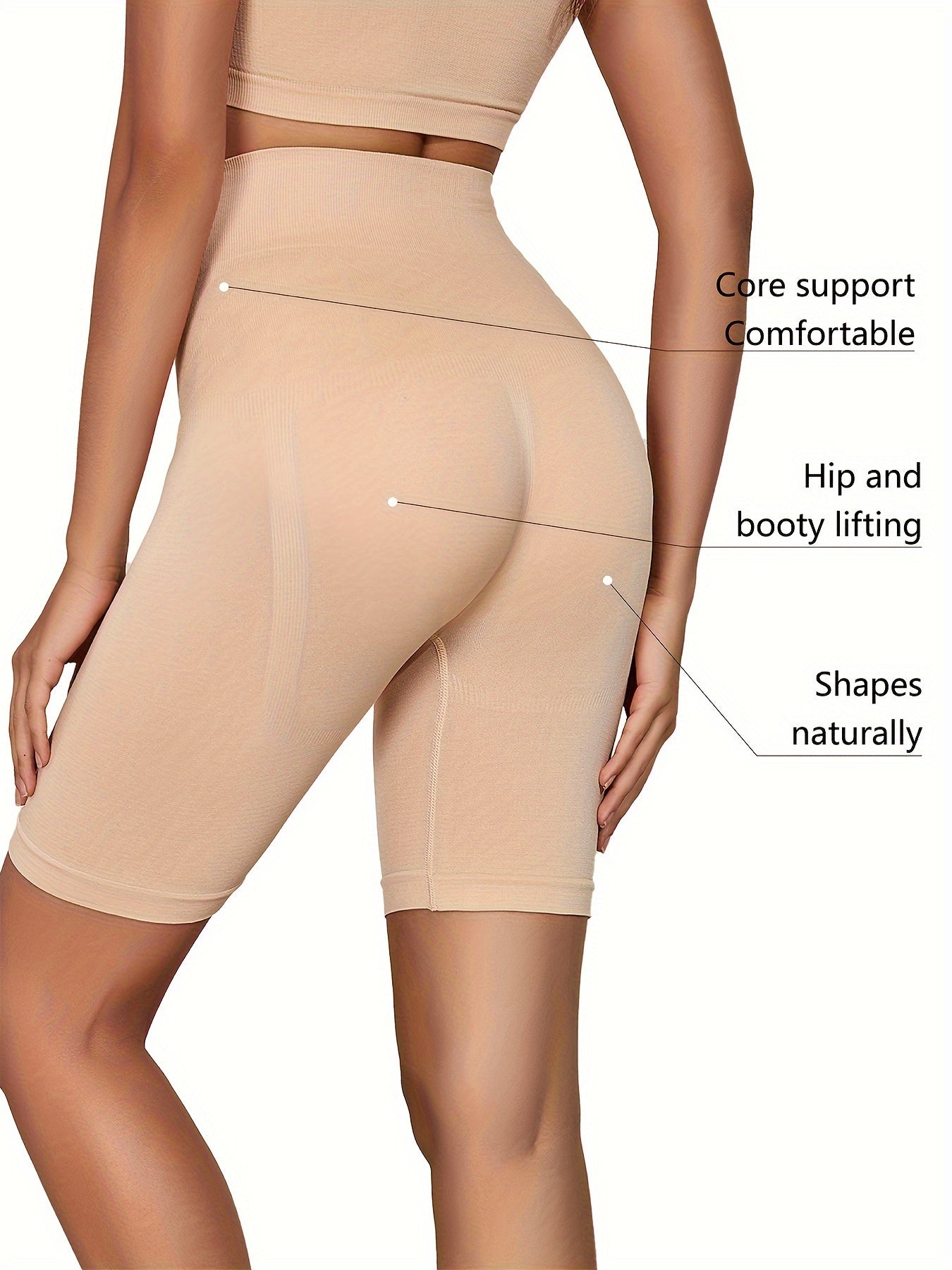 Women Seamless High-Waist Butt Lifting Shorts with Tummy Control Non-Rolling Leggings