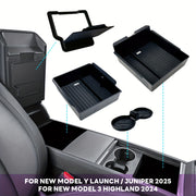 Car Interior Center Console Armrest Storage Box Set for Tesla Model 3 and Y