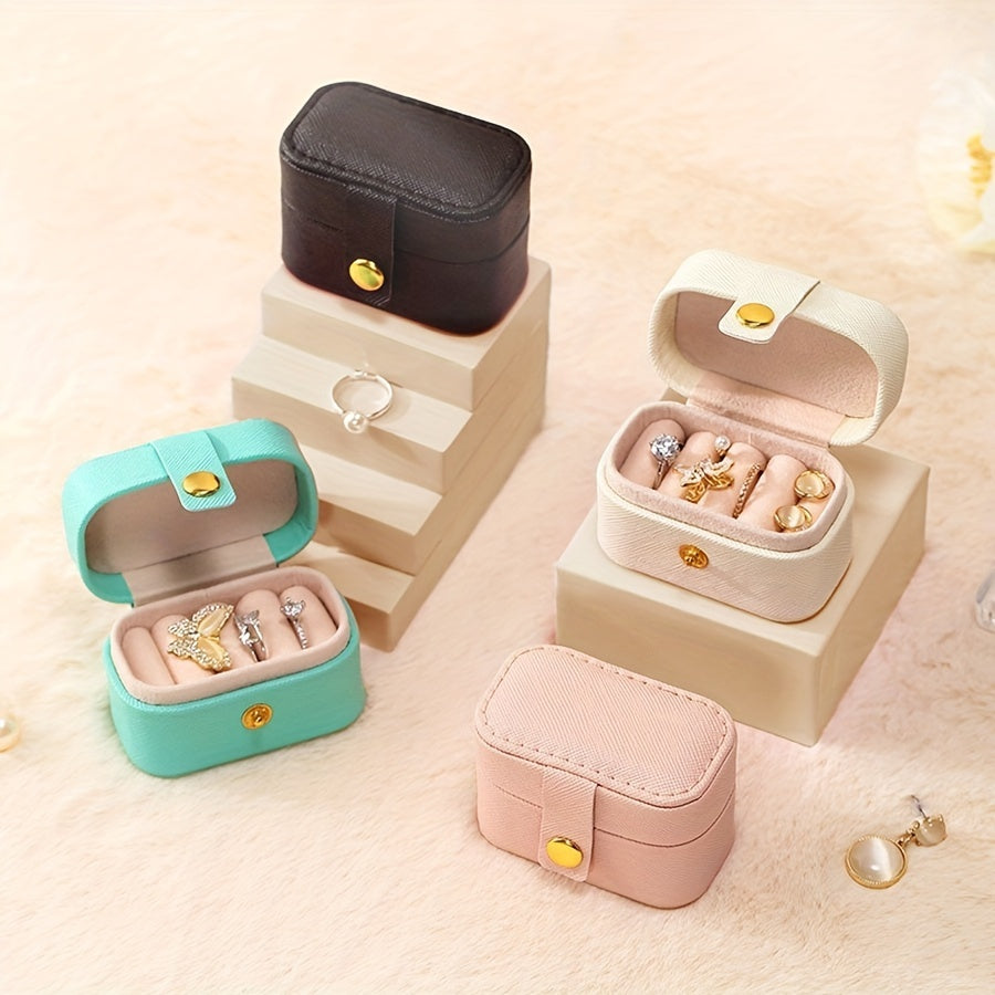 Мини-органайзер для путешествий из искусственной кожи для украшений с кейсом для колец, серег и гвоздиков