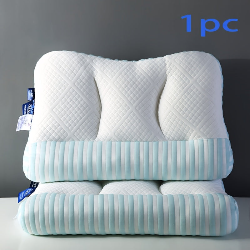 Ergonomic Knitted Deep Sleep Pillow for Neck Support with Massage Core Medium Soft Polyester for Adults 14+