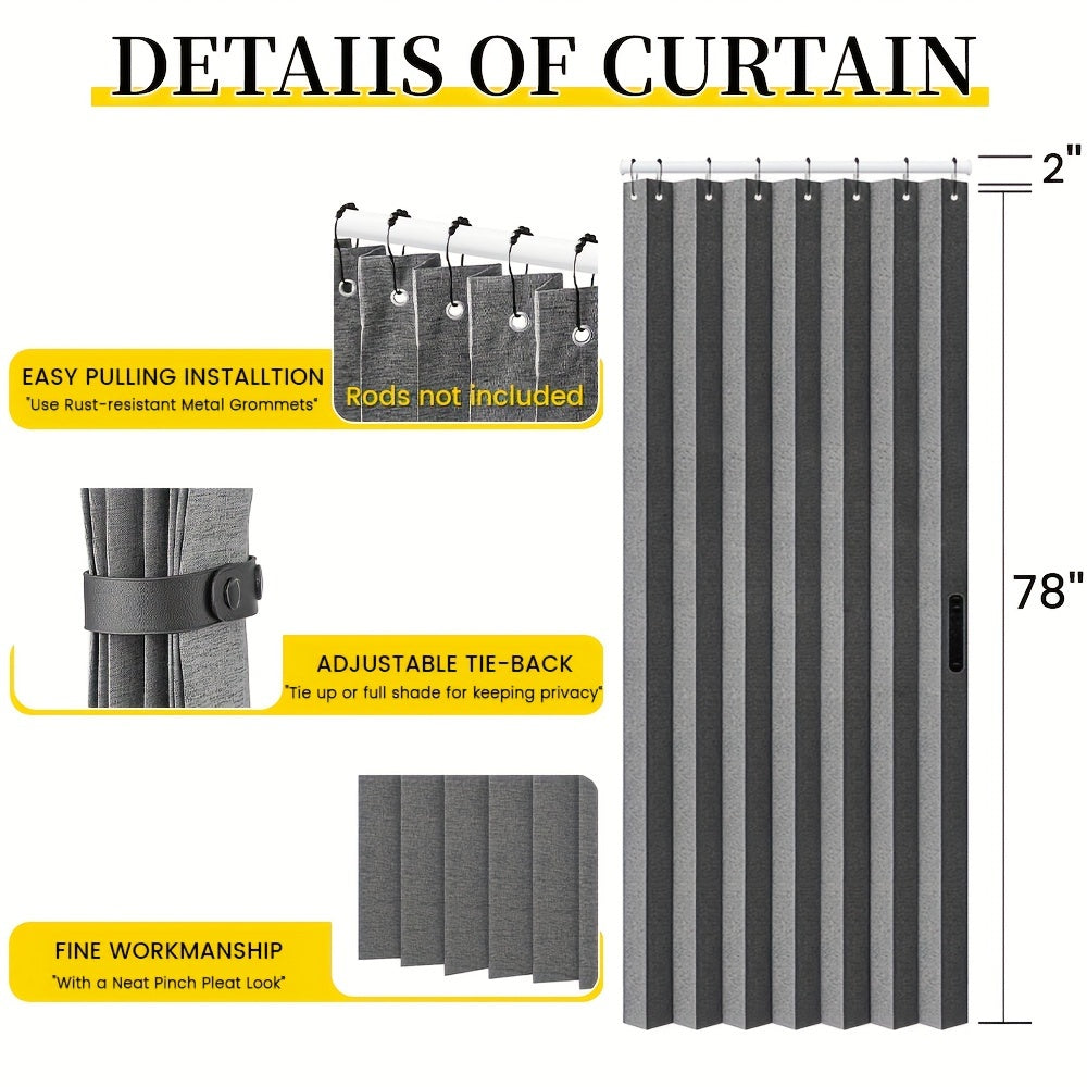 Набор из 1 складного затемняющего штора с крючками в аккордеонном стиле для окон, идеально подходит для создания перегородок в помещениях. Подходит для гостиных, спален, входов, гардеробных, офисных дверей и французских окон. Улучшите декор вашего дома.