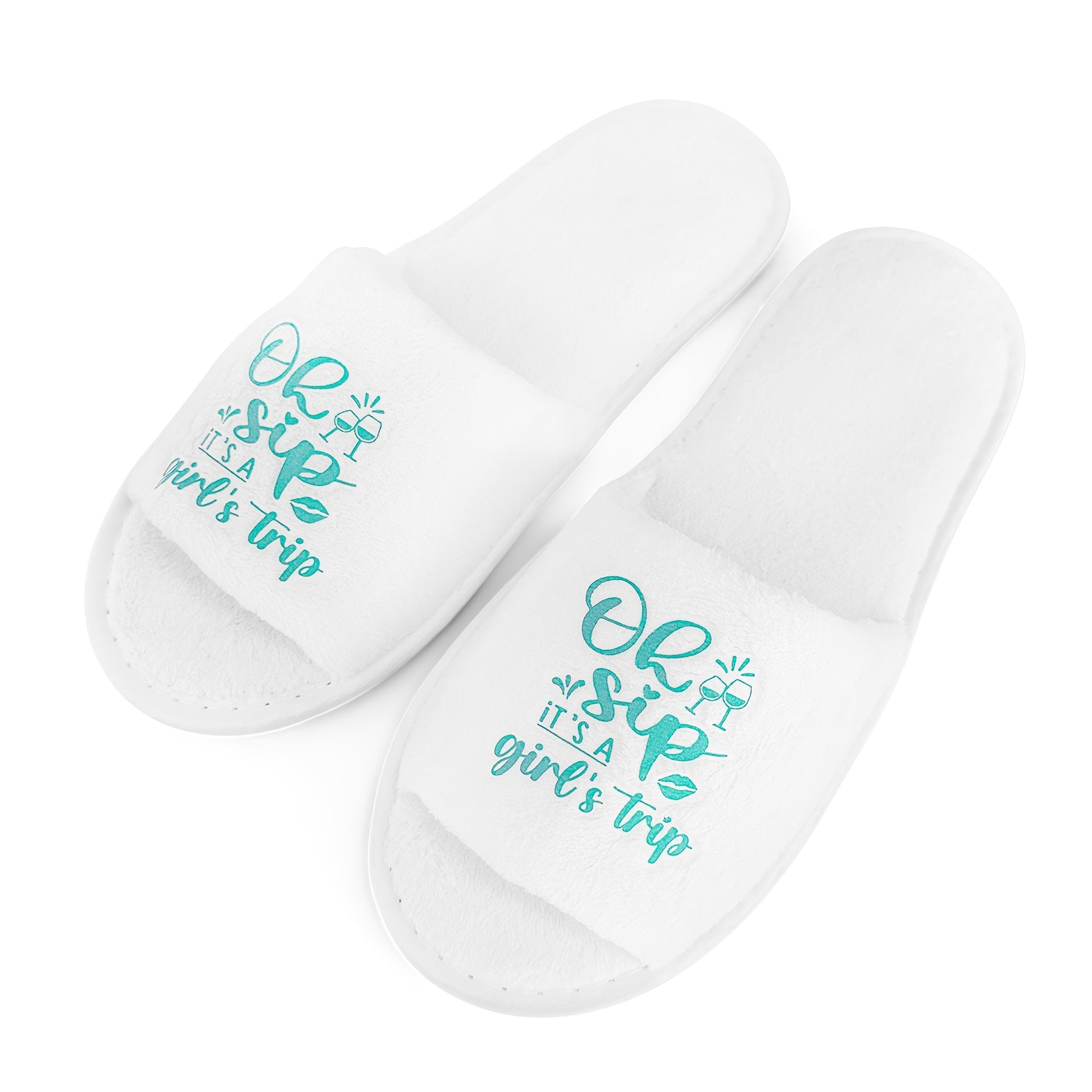 Women's Plush Cozy Slippers Open-Toe Indoor Shoes Soft Sole Gift