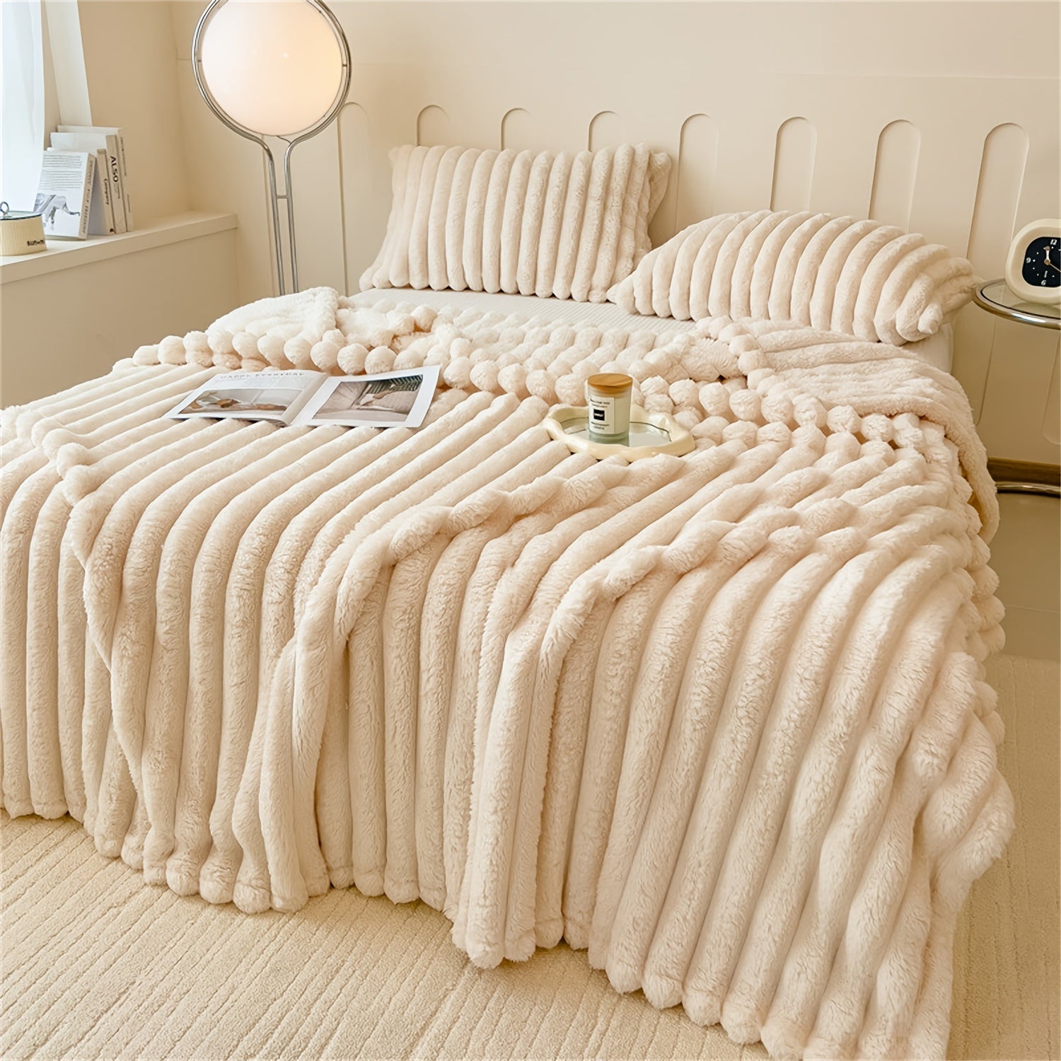 Soft Plush Faux Rabbit Blanket Cozy Warm Stylish for Home and Travel