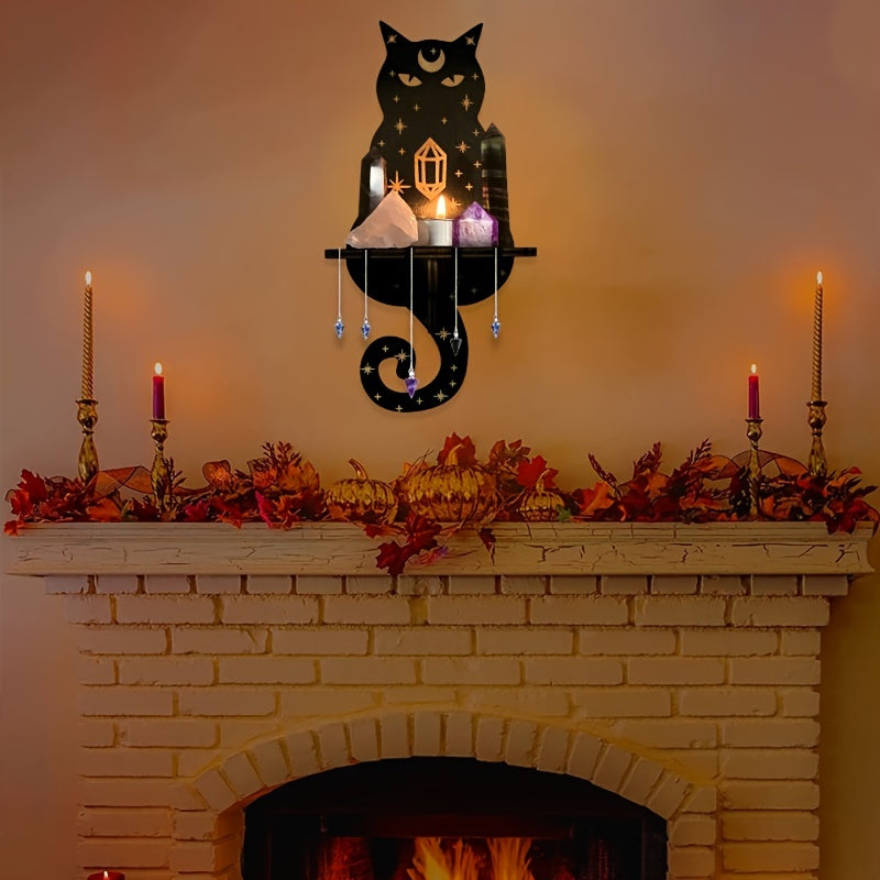 Wooden Crystal Wall Shelf Storage Rack for Cosmetics and Household Organization