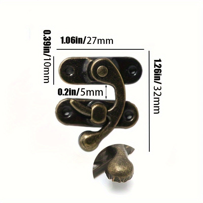 10pcs Antique Bronze Iron Padlock Hasps with Screws 27x32mm for Jewelry Boxes Furniture Hardware