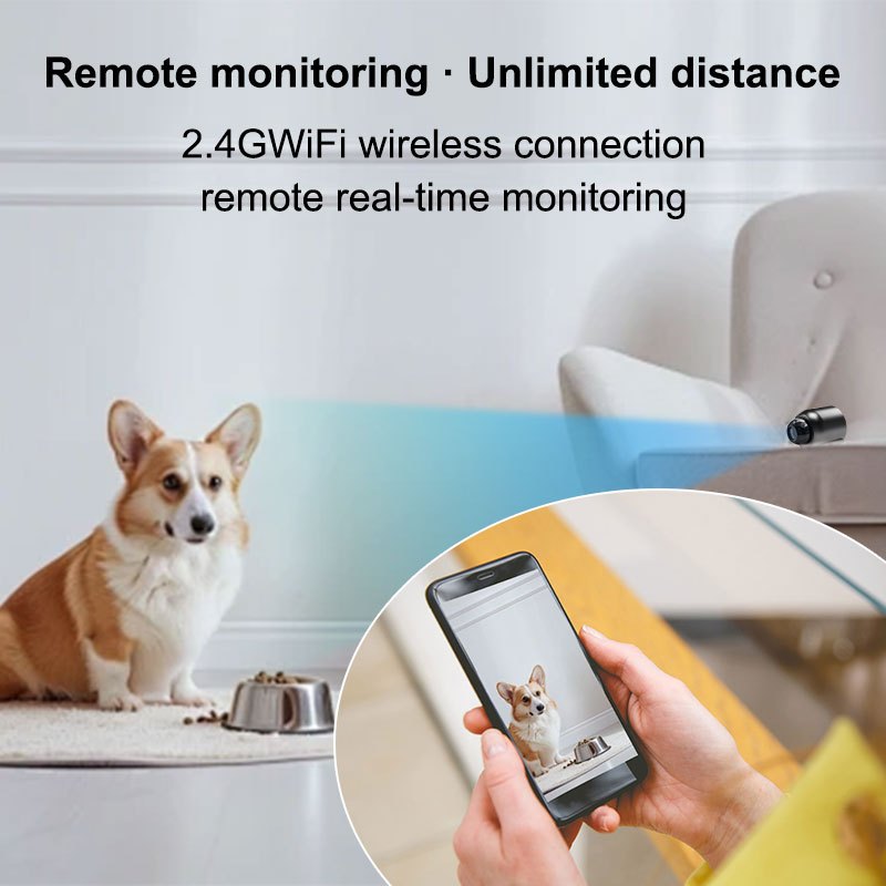 Mini WiFi Surveillance Camera Black Compact 480P Home Security Pet Monitoring