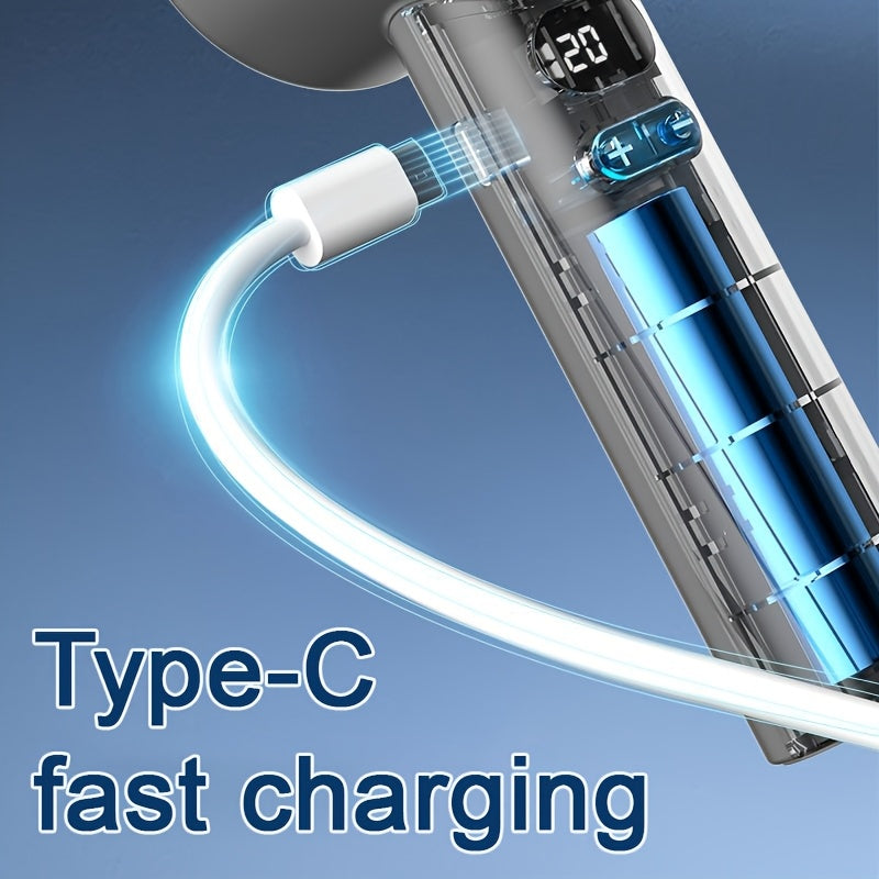 Mini Handheld Fan with LCD Display, USB Rechargeable, Portable, Quiet Operation