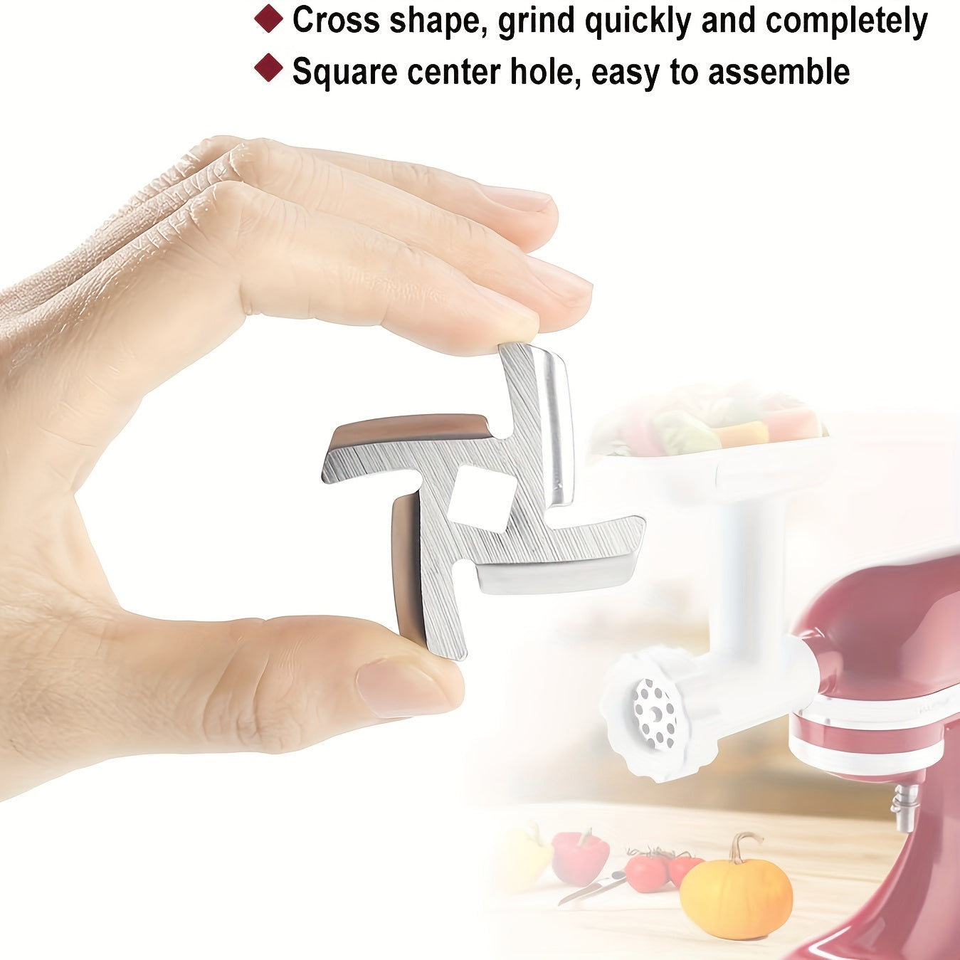 Stainless Steel Meat Grinder Blades Set of 2 for Kitchen Food Chopper Attachments