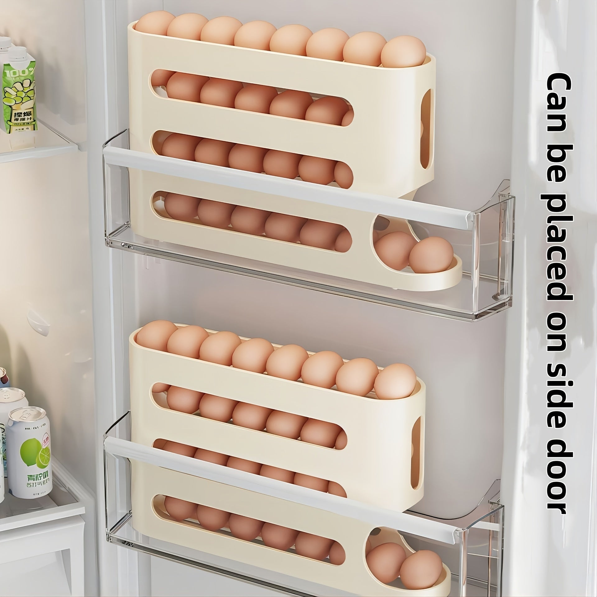 4-Tier Plastic Egg Holder Large Capacity Refrigerator Egg Storage Box